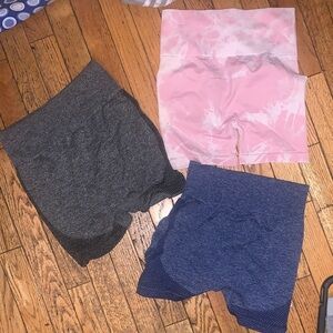 3 Shorts Set pink grey and blue